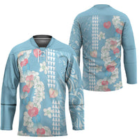 Blue Hawaii Anthurium Plumeria Lei Hockey Jersey LT9 - Polynesian Pride