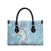 Blue Hawaii Anthurium Plumeria Lei Leather Bag
