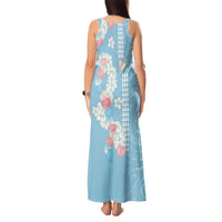 Blue Hawaii Anthurium Plumeria Lei Tank Maxi Dress