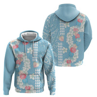 Blue Hawaii Anthurium Plumeria Lei Zip Hoodie