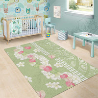 Leaf Green Hawaii Anthurium Plumeria Lei Area Rug LT9 - Polynesian Pride