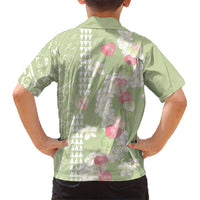 Leaf Green Hawaii Anthurium Plumeria Lei Family Matching Long Sleeve Bodycon Dress and Hawaiian Shirt LT9 - Polynesian Pride