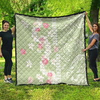 Leaf Green Hawaii Anthurium Plumeria Lei Quilt LT9 - Polynesian Pride