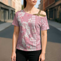 Soft Pink Hawaii Anthurium Plumeria Lei Cross Shoulder Shirt