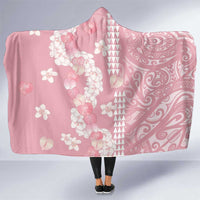 Soft Pink Hawaii Anthurium Plumeria Lei Hooded Blanket LT9 One Size Pink - Polynesian Pride
