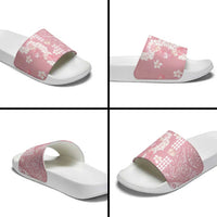 Soft Pink Hawaii Anthurium Plumeria Lei Slide Sandals
