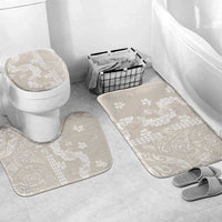 Suede Beige Hawaii Anthurium Plumeria Lei Bathroom Set
