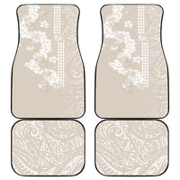 Suede Beige Hawaii Anthurium Plumeria Lei Car Mats LT9 - Polynesian Pride