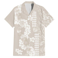 Suede Beige Hawaii Anthurium Plumeria Lei Hawaiian Shirt LT9 Beige - Polynesian Pride
