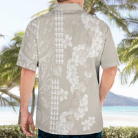 Suede Beige Hawaii Anthurium Plumeria Lei Hawaiian Shirt LT9 - Polynesian Pride
