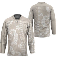 Suede Beige Hawaii Anthurium Plumeria Lei Hockey Jersey