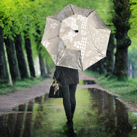 Suede Beige Hawaii Anthurium Plumeria Lei Umbrella