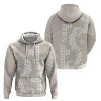 Suede Beige Hawaii Anthurium Plumeria Lei Zip Hoodie
