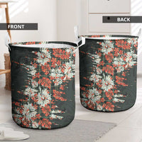 Hawaii Tartan With Hibiscus Laundry Basket Polynesian Pattern Vintage