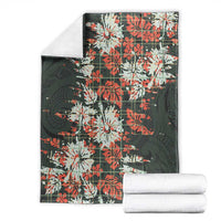 Hawaii Tartan With Hibiscus Blanket Polynesian Pattern Vintage