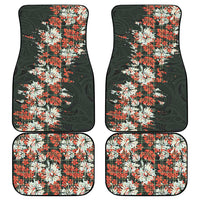 Hawaii Tartan With Hibiscus Car Mats Polynesian Pattern Vintage