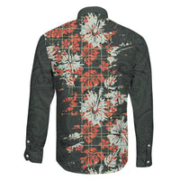 Hawaii Tartan With Hibiscus Family Matching Long Sleeve Bodycon Dress and Hawaiian Shirt Polynesian Pattern Vintage