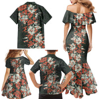 Hawaii Tartan With Hibiscus Family Matching Mermaid Dress and Hawaiian Shirt Polynesian Pattern Vintage
