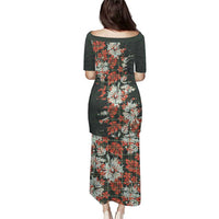 Hawaii Tartan With Hibiscus Family Matching Puletasi and Hawaiian Shirt Polynesian Pattern Vintage