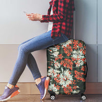 Hawaii Tartan With Hibiscus Luggage Cover Polynesian Pattern Vintage