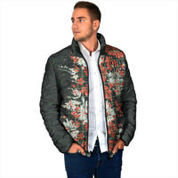 Hawaii Tartan With Hibiscus Padded Jacket Polynesian Pattern Vintage