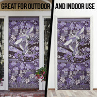 Japanese Hawaiian Crane Door Cover Purple Tapa Patchwork Pattern