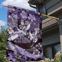 Japanese Hawaiian Crane Garden Flag Purple Tapa Patchwork Pattern LT9 - Polynesian Pride
