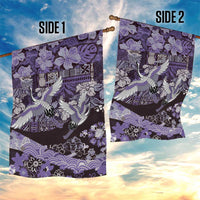 Japanese Hawaiian Crane Garden Flag Purple Tapa Patchwork Pattern LT9 - Polynesian Pride