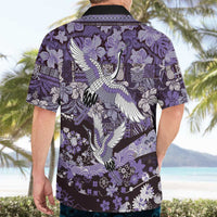Japanese Hawaiian Crane Hawaiian Shirt Purple Tapa Patchwork Pattern LT9 - Polynesian Pride