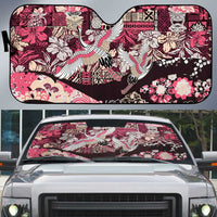 Japanese Hawaiian Crane Auto Sun Shade Soft Pink Tapa Patchwork Pattern LT9 Pink - Polynesian Pride