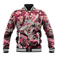 Japanese Hawaiian Crane Baseball Jacket Soft Pink Tapa Patchwork Pattern LT9 Unisex Pink - Polynesian Pride