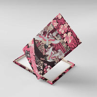 Japanese Hawaiian Crane Canvas Wall Art Soft Pink Tapa Patchwork Pattern