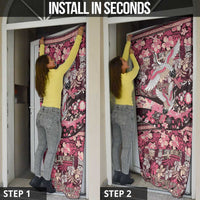 Japanese Hawaiian Crane Door Cover Soft Pink Tapa Patchwork Pattern