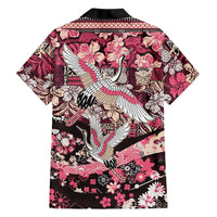 Japanese Hawaiian Crane Family Matching Mermaid Dress and Hawaiian Shirt Soft Pink Tapa Patchwork Pattern