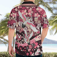 Japanese Hawaiian Crane Hawaiian Shirt Soft Pink Tapa Patchwork Pattern LT9 - Polynesian Pride