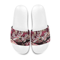 Japanese Hawaiian Crane Slide Sandals Soft Pink Tapa Patchwork Pattern LT9 Pink - Polynesian Pride