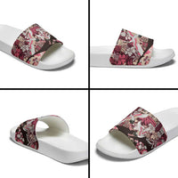 Japanese Hawaiian Crane Slide Sandals Soft Pink Tapa Patchwork Pattern LT9 - Polynesian Pride