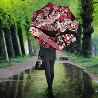 Japanese Hawaiian Crane Umbrella Soft Pink Tapa Patchwork Pattern