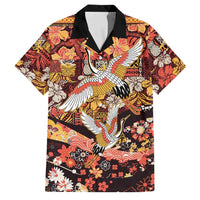 Japanese Hawaiian Crane Family Matching Mermaid Dress and Hawaiian Shirt Yellow Ochre Tapa Patchwork Pattern LT9 Dad's Shirt - Short Sleeve Yellow - Polynesian Pride