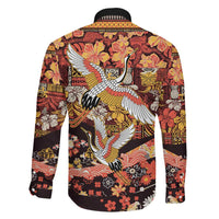 Japanese Hawaiian Crane Family Matching Mermaid Dress and Hawaiian Shirt Yellow Ochre Tapa Patchwork Pattern LT9 - Polynesian Pride