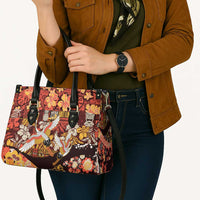 Japanese Hawaiian Crane Leather Bag Yellow Ochre Tapa Patchwork Pattern