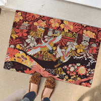 Japanese Hawaiian Crane Rubber Doormat Yellow Ochre Tapa Patchwork Pattern LT9 - Polynesian Pride