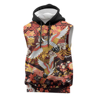 Japanese Hawaiian Crane Sleeveless Hoodie Yellow Ochre Tapa Patchwork Pattern LT9 Yellow - Polynesian Pride