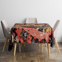Japanese Hawaiian Crane Tablecloth Yellow Ochre Tapa Patchwork Pattern