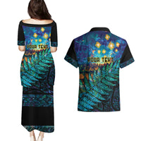 Matariki Te Tau Hou Maori Couples Matching Puletasi and Hawaiian Shirt New Zealand Silver Fern Night Starry Sky