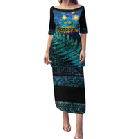 Matariki Te Tau Hou Maori Puletasi New Zealand Silver Fern Night Starry Sky LT9 Long Dress Black - Polynesian Pride