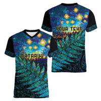 Matariki Te Tau Hou Maori Women V-Neck T-Shirt New Zealand Silver Fern Night Starry Sky