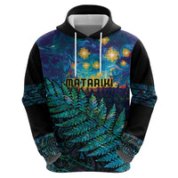 Matariki Te Tau Hou Maori Zip Hoodie New Zealand Silver Fern Night Starry Sky