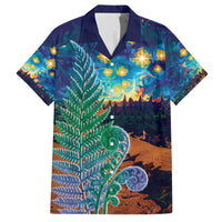 Personalised New Zealand Matariki Art Star Hawaiian Shirt Koru Fern Night Starry Sky LT9 Black - Polynesian Pride