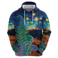 Personalised New Zealand Matariki Art Star Hoodie Koru Fern Night Starry Sky